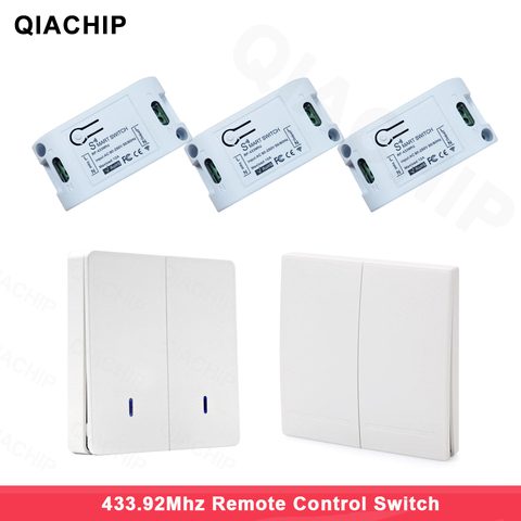 QIACHIP 433Mhz Wireless Remote Control Switch AC 110V 220V RF Receiver Lamp Light LED Switches Corridor Room Wall Panel Switch ► Photo 1/6