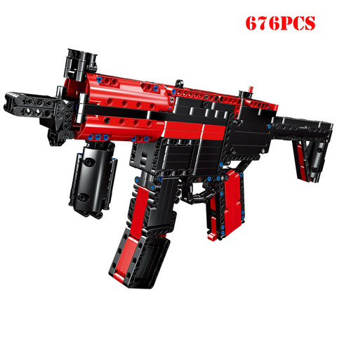 Military Hk Mp5 Submachine Gun Building Blocks Machine Bullet Ejection Function Technic Military Police Swat Bricks Children Toy ► Photo 1/6