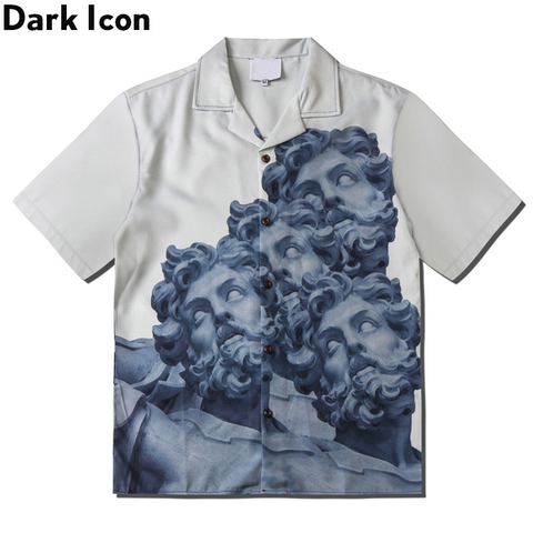 Dark Icon Printed Vintage Shirt Men 2022 Summer Turn-down Collar Men's Shirt Streetwear Clothing ► Photo 1/6