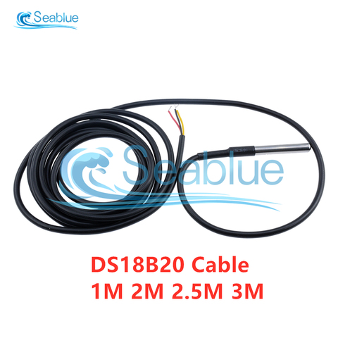 1M 2M 2.5M 3M DS18B20 Waterproof Digital Temperature Probe Temperature Sensor Stainless Steel Probe 1/2/2.5/3Meters Cable ► Photo 1/6