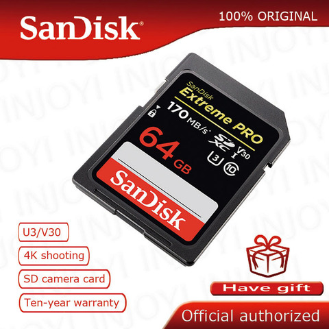 100% Original SanDisk 16GB 32GB 64GB 128GB Extreme PRO SDHC SDXC UHS-I High Speed Memory Card C10 SD Camera Class 10 95MB/s ► Photo 1/6