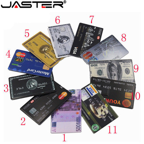 JASTER new waterproof Super Slim Credit Card USB Flash Drive 32GB pen drive 4G 8G 16G bank card model Memory Stick Fashion gift ► Photo 1/5