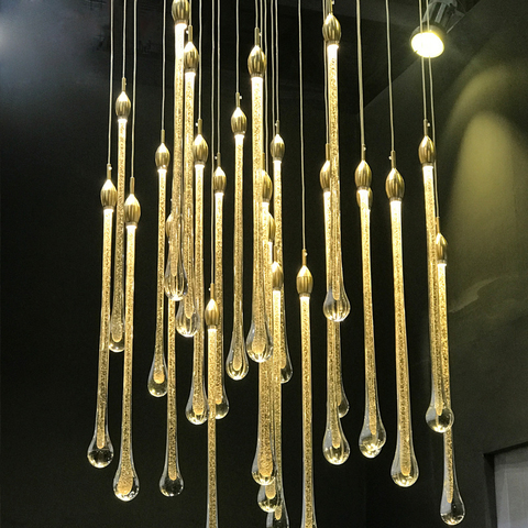 Modern LED Water Drop pendant light Gold Plating Kitchen Hotel Hall Nordic cyrstal Luxury Pendant Lights Bedroom Hanging Lamp ► Photo 1/6