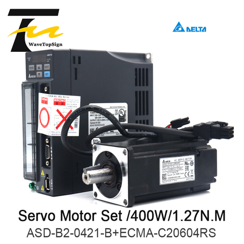 DELTA  AC servo 400W B2 0.4KW 1.27NM 3000rpm 60MM ASD-B2-0421-B ECMA-C20604RS motor drive kit with 3m Cable ► Photo 1/6