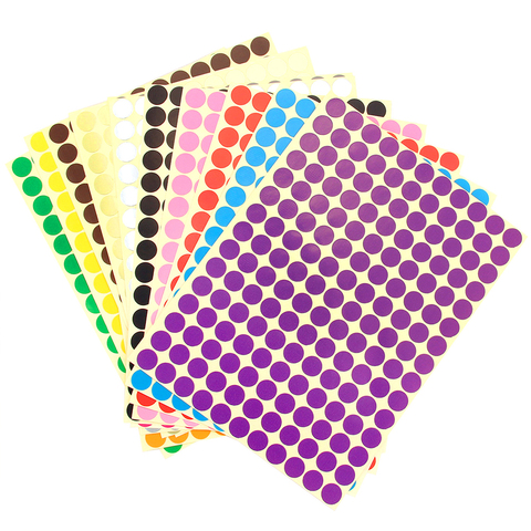 16 Sheets 10mm Circle Color Adhesive Label Dot Sticker Self  Dot Sticker DIY Scrapbooking Adhesive Sticky Labels 2640 Dots ► Photo 1/6