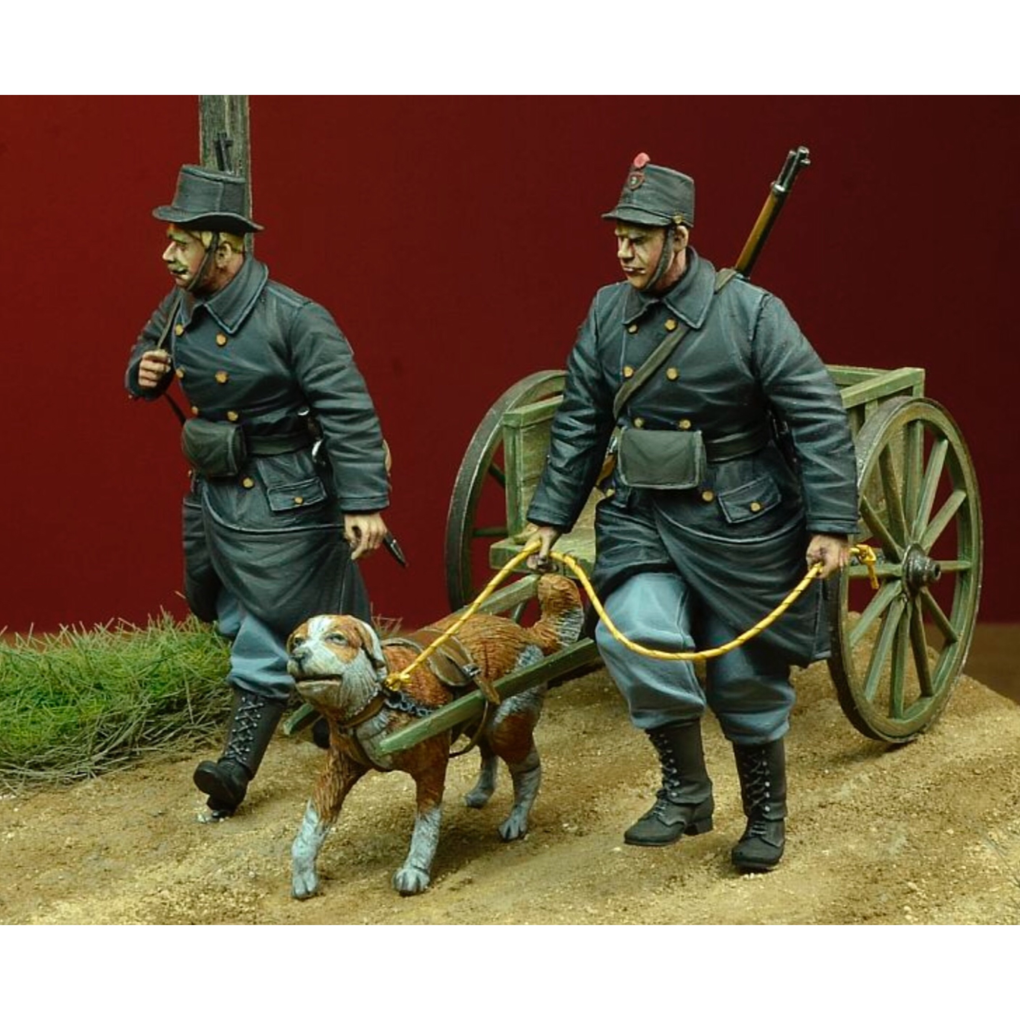 1/35 Resin Model Figure GK，Military theme of World War I (Two people and a dog pull the car) Unassembled and unpainted kit ► Photo 1/1