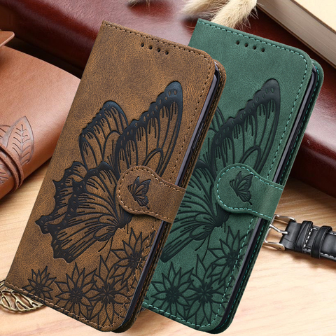 Butterfly Leather Flip Cover For Samsung Galaxy A12 A21S A42 A51 A71 A10 A20E A30S A30 A50 S8 S9 S10 Plus S20 FE A11 Wallet Case ► Photo 1/6
