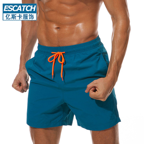 Summer Men's Solid Color Swimming Trunks Beach Shorts Fashion Breathable Men's Anti-friction Quick-drying Sports Running Shorts ► Photo 1/6