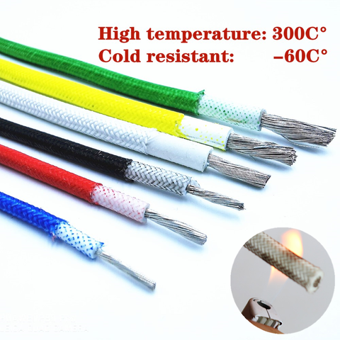 Heat resistant 300°C Glass fiber braided high temperature silicone wire and cable 0.3mm 0.5mm 0.75mm 1.0mm 1.5mm 2.5mm 4mm 6mm ► Photo 1/6