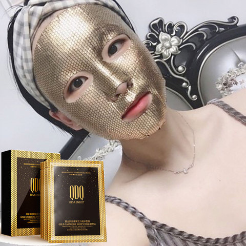 24k Gold Facial Mask Carnosine Honeycomb Face Mask Essence Sheet Mask Brightens Anti Aging Moisturizing Mask Oil-control Unisex ► Photo 1/6