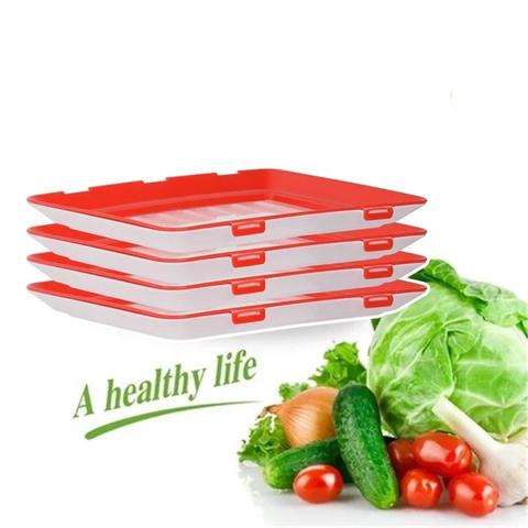 Creative Food Preservation Tray Stackable Keeping Fresh Magic Elastic Lid Healthy Tray Reusable Container Kitchen Tools ► Photo 1/6