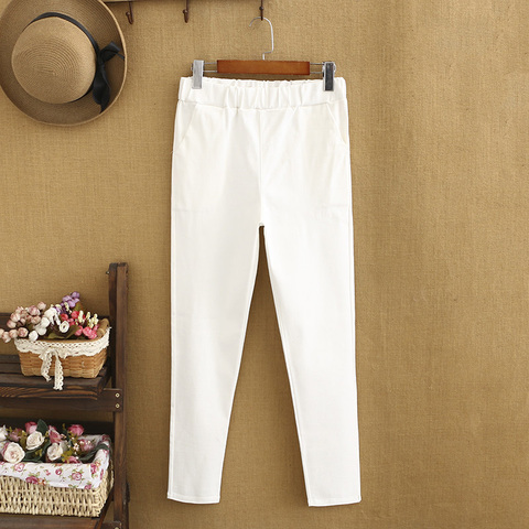 2022 Large Size Commuter Nine-point Pants Female White Pants Female Professional Straight Slim Was Thin And Breathable Stretch C ► Photo 1/6