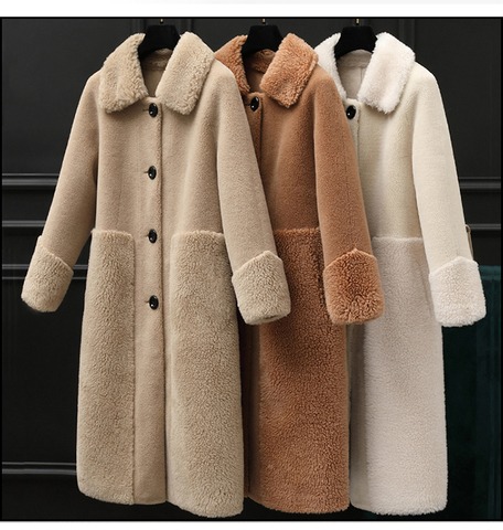 2022 Fall Winter Women 30% Wool Fur Coat Loose A-Line Pocket Sheep Shearing Warm Fur Coats Long Jacket Overcoat for Female ► Photo 1/6