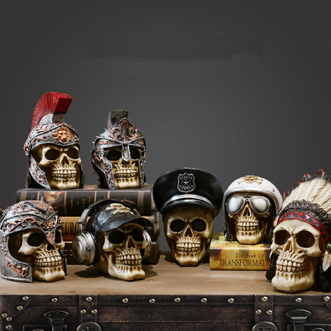 Creative Vintage Resin Skull Statue Skeleton Props Sculpture Home Office Desk Decoration Ornament Halloween Decor Birthday Gift ► Photo 1/6