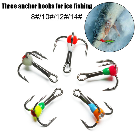 5Pcs Winter Newly Ice Fishing Hooks 8# 10# 12# 14# Fishing Hooks Ice Fishing Three-jaw Hook High Carbon Steel Tackle Hooks Tools ► Photo 1/6
