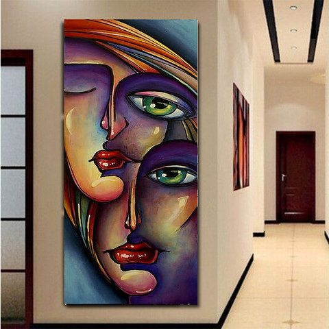 large size full round drill Emeroidery diamond rhinestone painting cross stitch diamond mosaic woman face Colorful Abstract art ► Photo 1/6