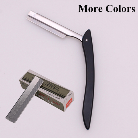 Shaving Razors Barber Hair Razors Hair Cut Razor Male Female Eyebrow Trimmer Folding Shaver Knife ABS Holder 1 + 10 Blade 108# ► Photo 1/6