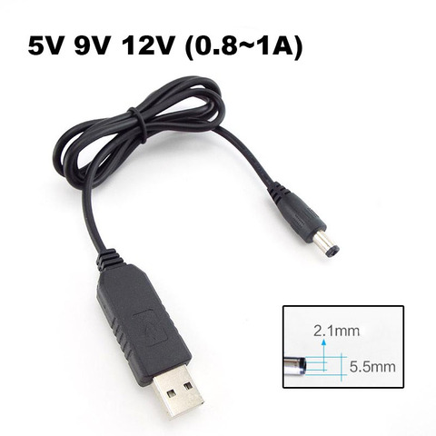 USB Converter DC 5V to DC 9V 12V Power Supply Adapter Step UP Module Boost Connector Line Wire USB Plug to DC Cable 2.1x5.5mm ► Photo 1/6