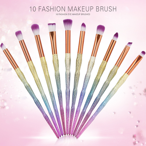 Lnkerco 10pcs diamond skinyo Mak-eup Brushes makeup kit Powder Foundation Blush Blending Eye shadow Lip Cosmetic Beauty Tools ► Photo 1/6