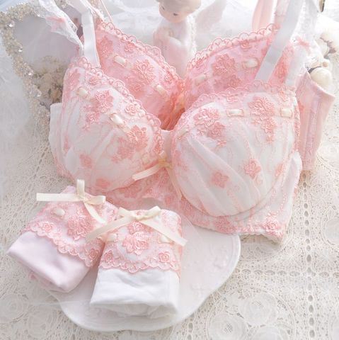 Japanese Cute Sexy Sweet No Steel Ring Underwear Set