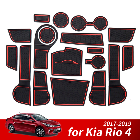 ZUNDUO Anti-Slip Gate Slot Cup Mat for Kia Rio X-Line RIO 2017 2022 RIO4 Rubber Non-slip pad Coaster Accessories ► Photo 1/6