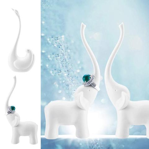 Creative White Desktop Swan Elephant Ring Holder Storage Jewelry Rack Display Stand Melamine Modeling Craft Decorative Organizer ► Photo 1/6