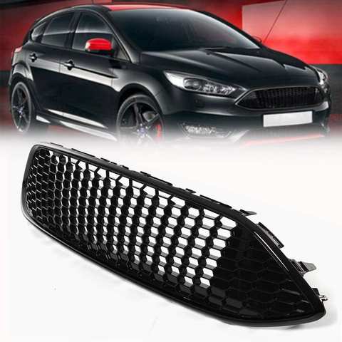 Black Car Front Bumper Honeycomb Mesh Centre Grill Panel Grille Grill Fit For Ford For Focus Mk3 St Line 2015 2016 2017 ► Photo 1/6