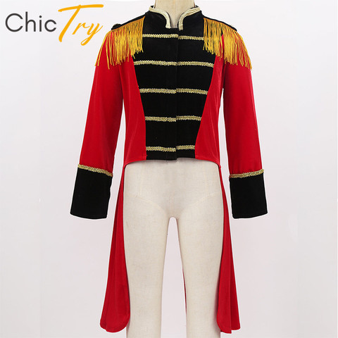Kids Halloween Long Sleeves Stand Collar Fringes Gold Trimmings Tailcoat Jacket Boys Roleplay Party Ringmaster Circus Costume ► Photo 1/6