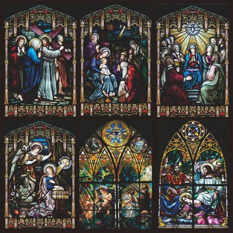 Customized Size Glass Film Drop-Shipping Static Cling PVC Multi Style Church Classical European Lightproof Window Film 40cmx60cm ► Photo 1/5