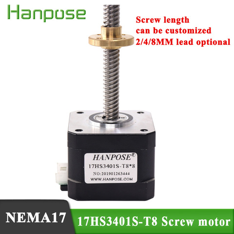 Stepper motor Nema17 17HS3401S-T8 310mm Screw Rod Linear Z-Motor with Trapezoidal Lead Srew for  Various instrument accessories ► Photo 1/6
