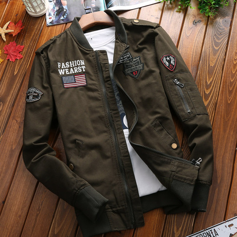 Military Jacket Men Spring Autumn Mens Coat Casual Warm Bomber Jacket Men Cotton Baseball Uniform Jacket Zipper Coat Spring ► Photo 1/6