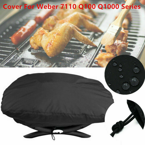 Polyester Anti Dust Windproof Waterproof UV Resistant Outdoor BBQ Stove Portable Accessories Grill Cover For Weber 7110 Q1000 ► Photo 1/6