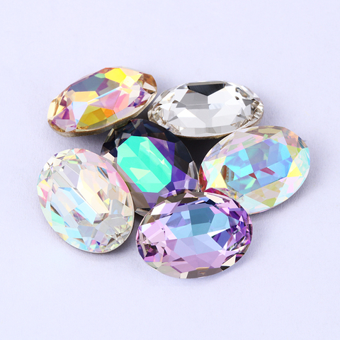 Shining Oval Crystal AB K9 Strass Glass Rhinestone Jewelry for Craft Beads Glue on Clothes Decoration Diy Rhinestone Applique To ► Photo 1/6