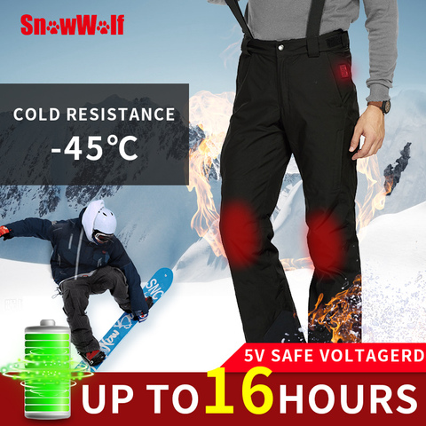 SNOWWOLF 2022 Men Winter Outdoor Ski Pants USB Infrared Heated Wintersport Pants Electric Thermal Snowboard Waterproof Trousers ► Photo 1/1