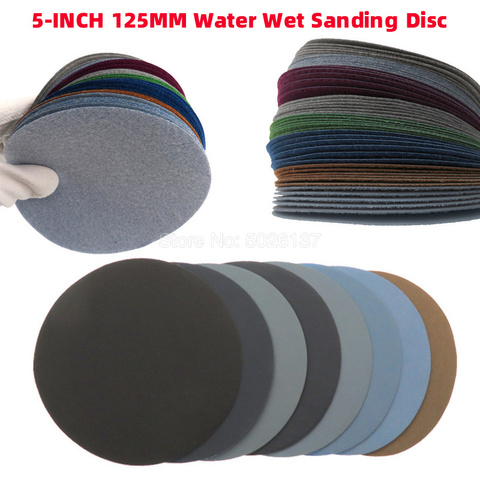 2Pcs 5-INCH 125MM Water Wet Sanding Discs Hook Loop Sandpaper Round Disk Sand Sheet Flocking Disc Polished Ground Fine ► Photo 1/6