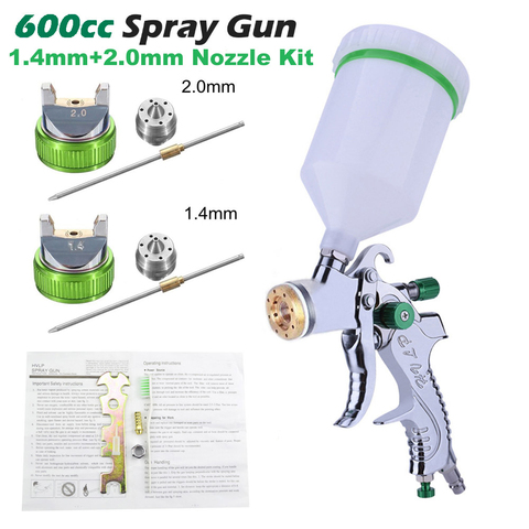 G2008 Professional HVLP 600ML 1.4/1.7/2.0mm Nozzle Gravity Pneumatic Air Paint Spay Gun For Car Auto Repair Tool Painting Kit ► Photo 1/6