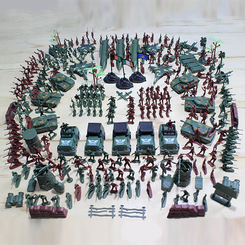 Kids 307pcs Plastic Military Soldier Army Base Model Army Men Figures Battle Group Weapon Accessories Playset Children Toys ► Photo 1/6