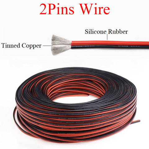 Black Red Silicone Rubber 2pins Wire Extra Soft Insulated Double Core High Temperature Electric Cable Copper LED Lamp Line ► Photo 1/6
