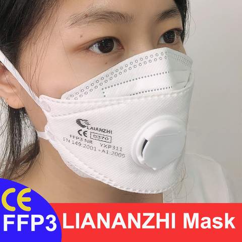 LAIANZHI FFP3 CE Face Mask Air Valve Protective Masks Disposable PM2.5 99% filter FFP3 PK FFP2 mask Headwear mouth masks ► Photo 1/6