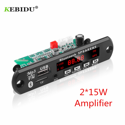 KEBIDU Car Audio USB TF FM Radio Module Wireless Bluetooth 12V MP3 WMA Decoder Board Support 2*15/25W Amplifier with Remote ► Photo 1/6