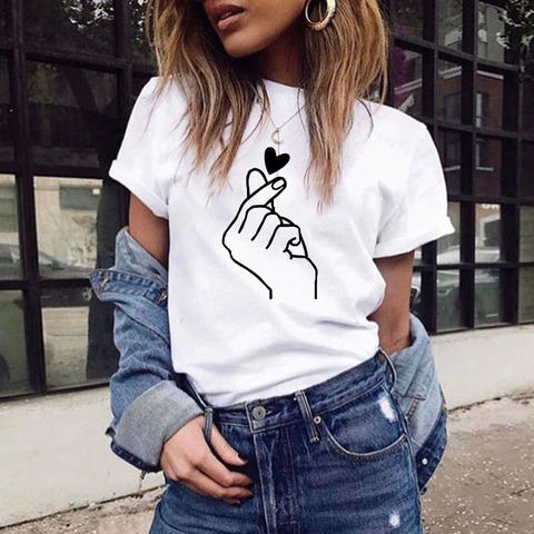 Women's t-shirt Harajuku love t shirt women feminina ladies Than heart ulzzang graphic t shirts women 2022 summer femme clothes ► Photo 1/6