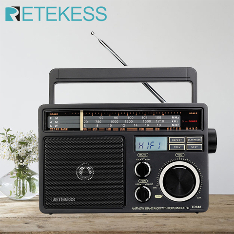 RETEKESS TR618 Portable Radio FM AM SW Radio Receiver with Digital MP3 Player Loud Volume Big Speaker and Handle for Home Garage ► Photo 1/1