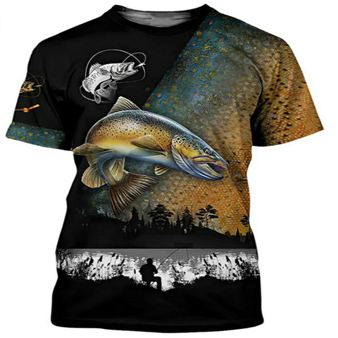 Fishing men and women 3D printing T-shirt fashion O-neck short-sleeved T-shirt funny tee summer new style ► Photo 1/6