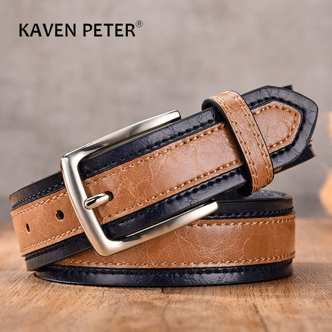 Designer Belts Men Pu Genuine Leather Fashion Casual Strap Male Jeans Luxury Brand Alloy Metal Pin Buckle Cintos Masculinos ► Photo 1/6