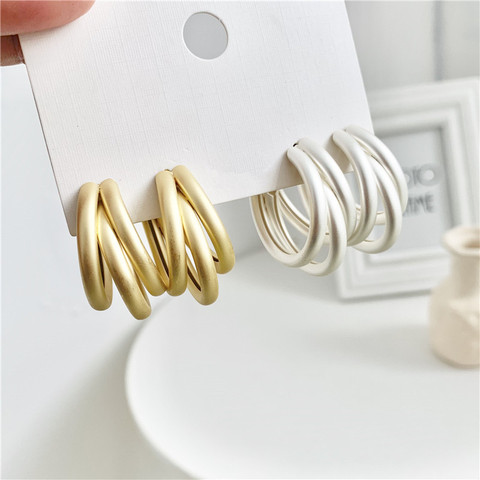 Trendy Za Matte Gold Color Hoop Earrings for Women Steam Punk Big Round Design Statement Earrings Brincos Geometric Jewelry ► Photo 1/6