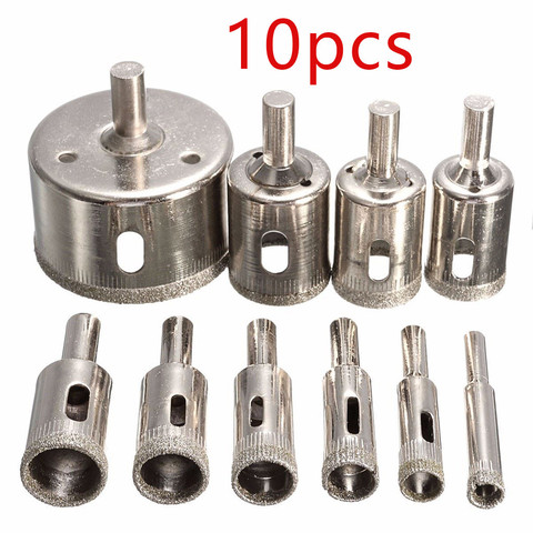 10pcs Drilling Holesaw Cutting Kit 6-30mm Diamond Coated Hole Saw Durable Cutter Drill Bit Set Tile Ceramic Marble Glass #YJ ► Photo 1/5