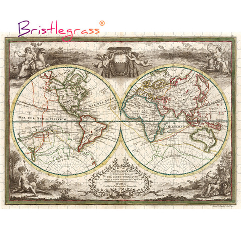 BRISTLEGRASS Wooden Jigsaw Puzzles 500 1000 Pieces World Map in 1788 Educational Toy Collectibles Gift Wall Paintings Home Decor ► Photo 1/6