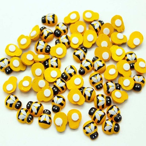 100pcs/bag Mini Bee Wooden DIY Ladybug Stickers Scrapbooking Easter Decoration Home Wall Decor Birthday Party Decorations ► Photo 1/6