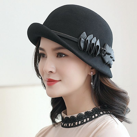 Beckyruiwu Lady Autumn And Winter Chic Irregular Brim Fedora Hats Woman Party Formal Top Grade 100% Wool Felt Hat ► Photo 1/6