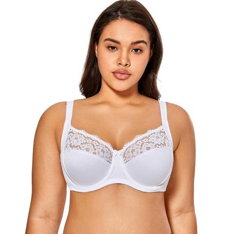 DELIMIRA Women's Sheer Front Closure Full Coverage Lace Underwire